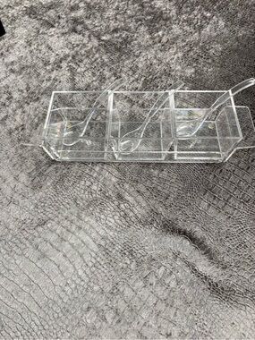 Clear Acrylic 3-Compartment Serving Caddy with Spoons